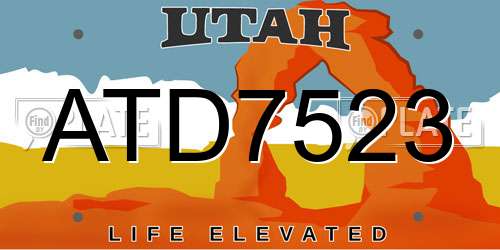 ATD7523 Utah License Plate
