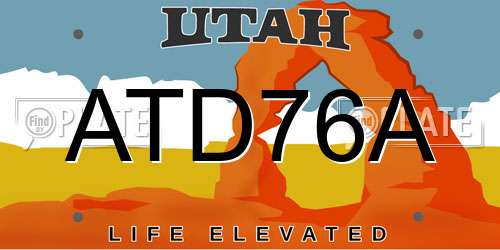 ATD76A Utah License Plate