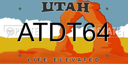 ATDT64 Utah License Plate