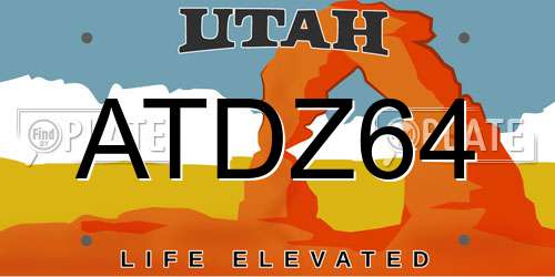 ATDZ64 Utah License Plate