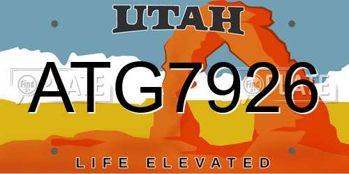 ATG7926 Utah License Plate