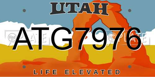 ATG7976 Utah License Plate