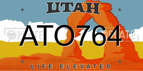 ATO764 Utah License Plate