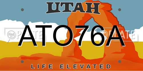 ATO76A Utah License Plate