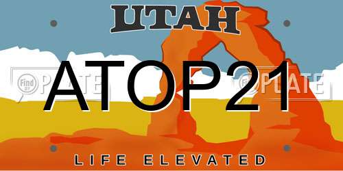 ATOP21 Utah License Plate