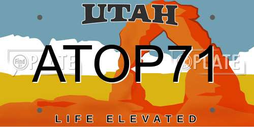 ATOP71 Utah License Plate