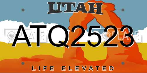 ATQ2523 Utah License Plate