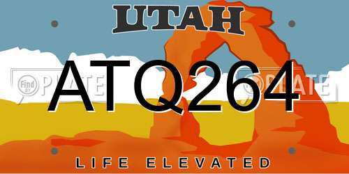 ATQ264 Utah License Plate