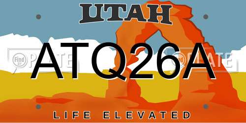 ATQ26A Utah License Plate
