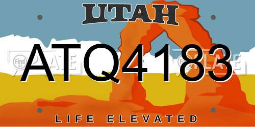 ATQ4183 Utah License Plate