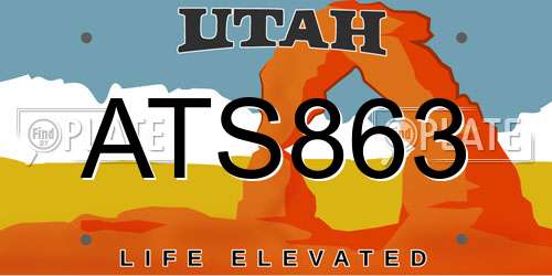 ATS863 Utah License Plate