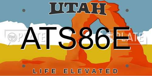 ATS86E Utah License Plate