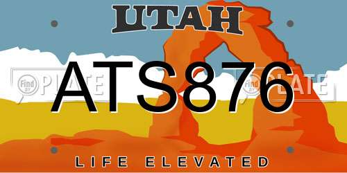ATS876 Utah License Plate