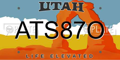 ATS87O Utah License Plate