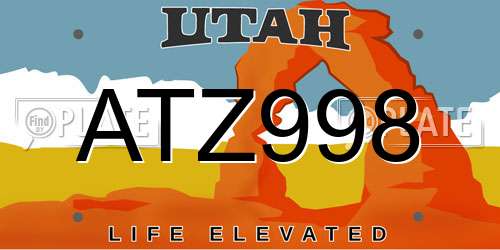 ATZ998 Utah License Plate