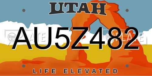AU5Z482 Utah License Plate