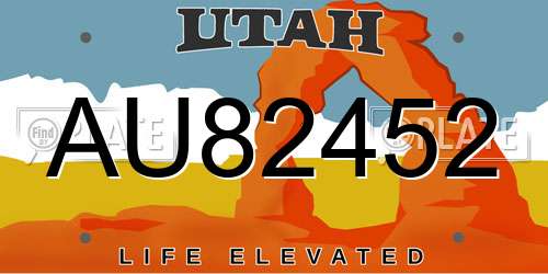 AU82452 Utah License Plate