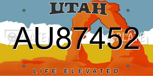 AU87452 Utah License Plate
