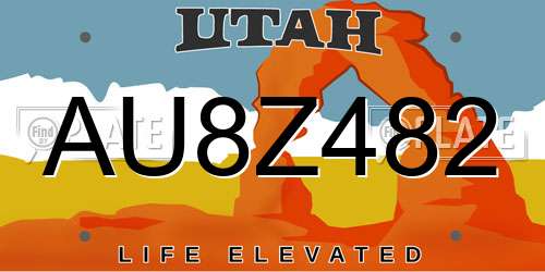 AU8Z482 Utah License Plate
