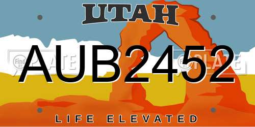 AUB2452 Utah License Plate