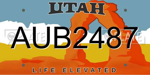 AUB2487 Utah License Plate
