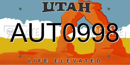 AUT0998 Utah License Plate