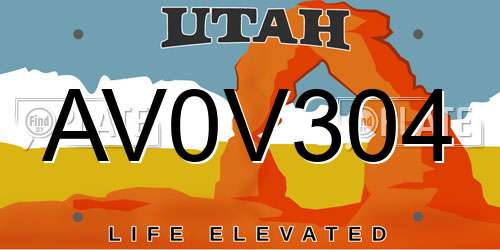 AV0V304 Utah License Plate