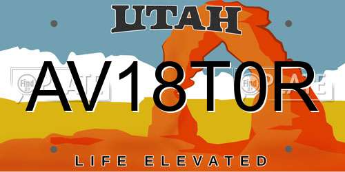 AV18T0R Utah License Plate