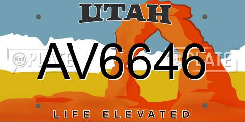 AV6646 Utah License Plate