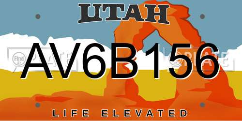 AV6B156 Utah License Plate