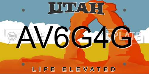 AV6G4G Utah License Plate