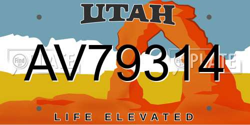 AV79314 Utah License Plate