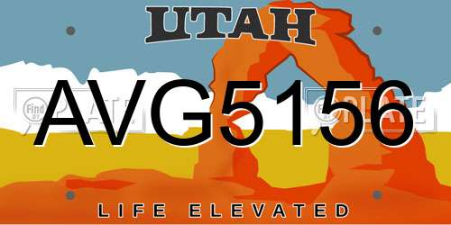 AVG5156 Utah License Plate