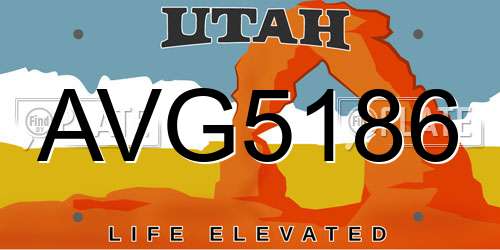 AVG5186 Utah License Plate