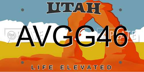AVGG46 Utah License Plate
