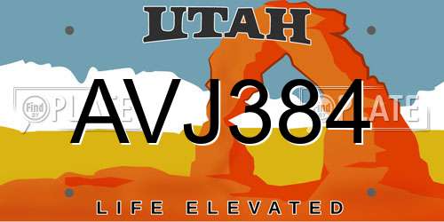 AVJ384 Utah License Plate