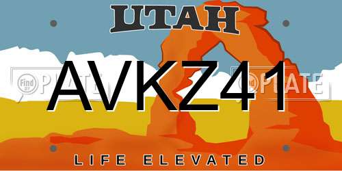 AVKZ41 Utah License Plate