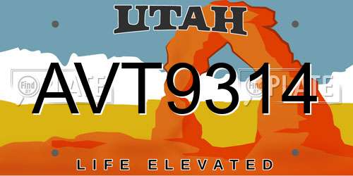 AVT9314 Utah License Plate