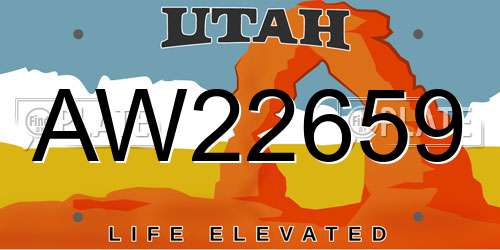 AW22659 Utah License Plate