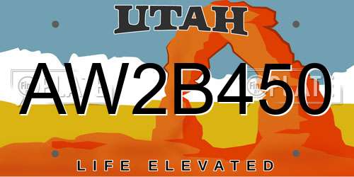 AW2B450 Utah License Plate