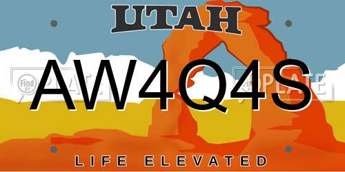 AW4Q4S Utah License Plate