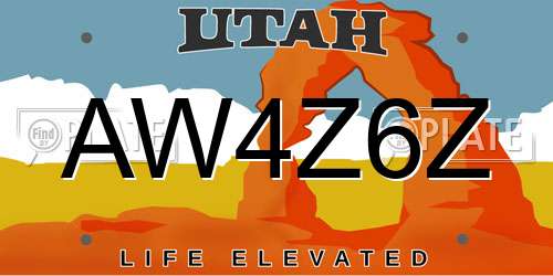 AW4Z6Z Utah License Plate