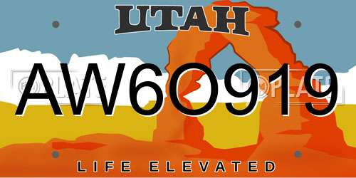 AW6O919 Utah License Plate
