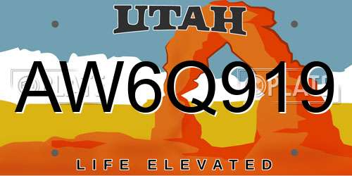 AW6Q919 Utah License Plate