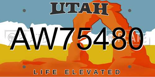 AW75480 Utah License Plate