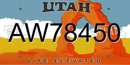 AW78450 Utah License Plate