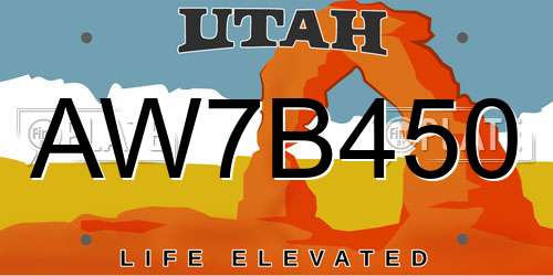 AW7B450 Utah License Plate