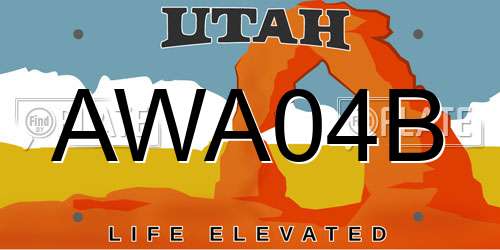 AWA04B Utah License Plate