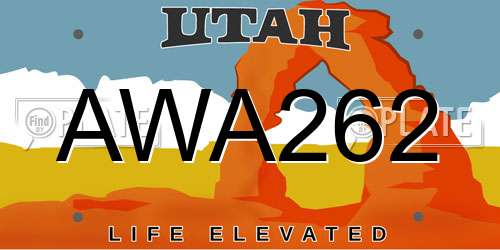 AWA262 Utah License Plate