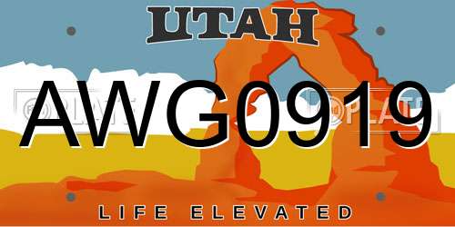 AWG0919 Utah License Plate